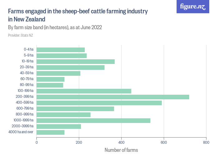 Farms engaged in the sheepbeef cattle farming industry in New Zealand