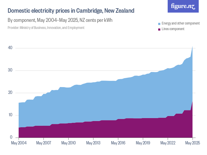 Domestic electricity prices in Cambridge, New Zealand Figure.NZ