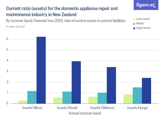 Current ratio (assets) for the domestic appliance repair and