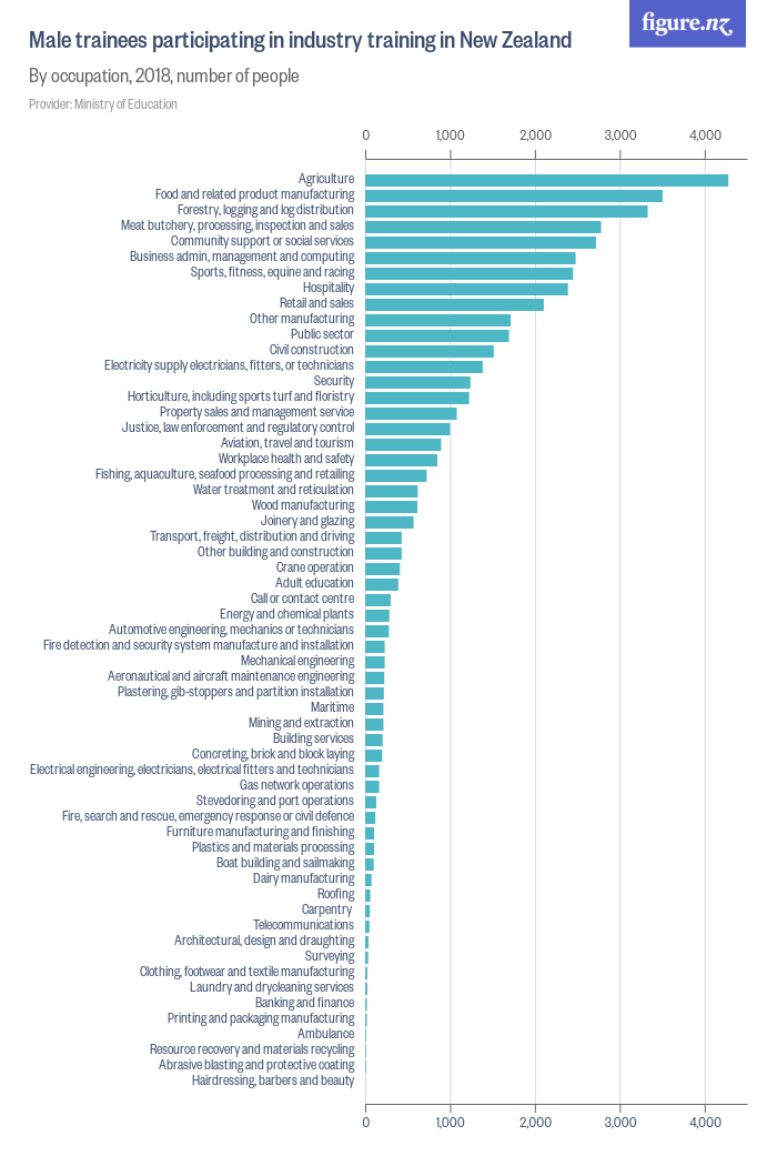 Male trainees participating in industry training in New Zealand - Figure.NZ